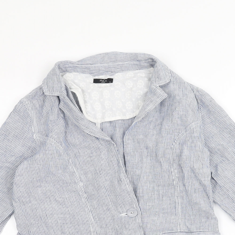 M&Co Womens Blue Striped  Jacket  Size 8