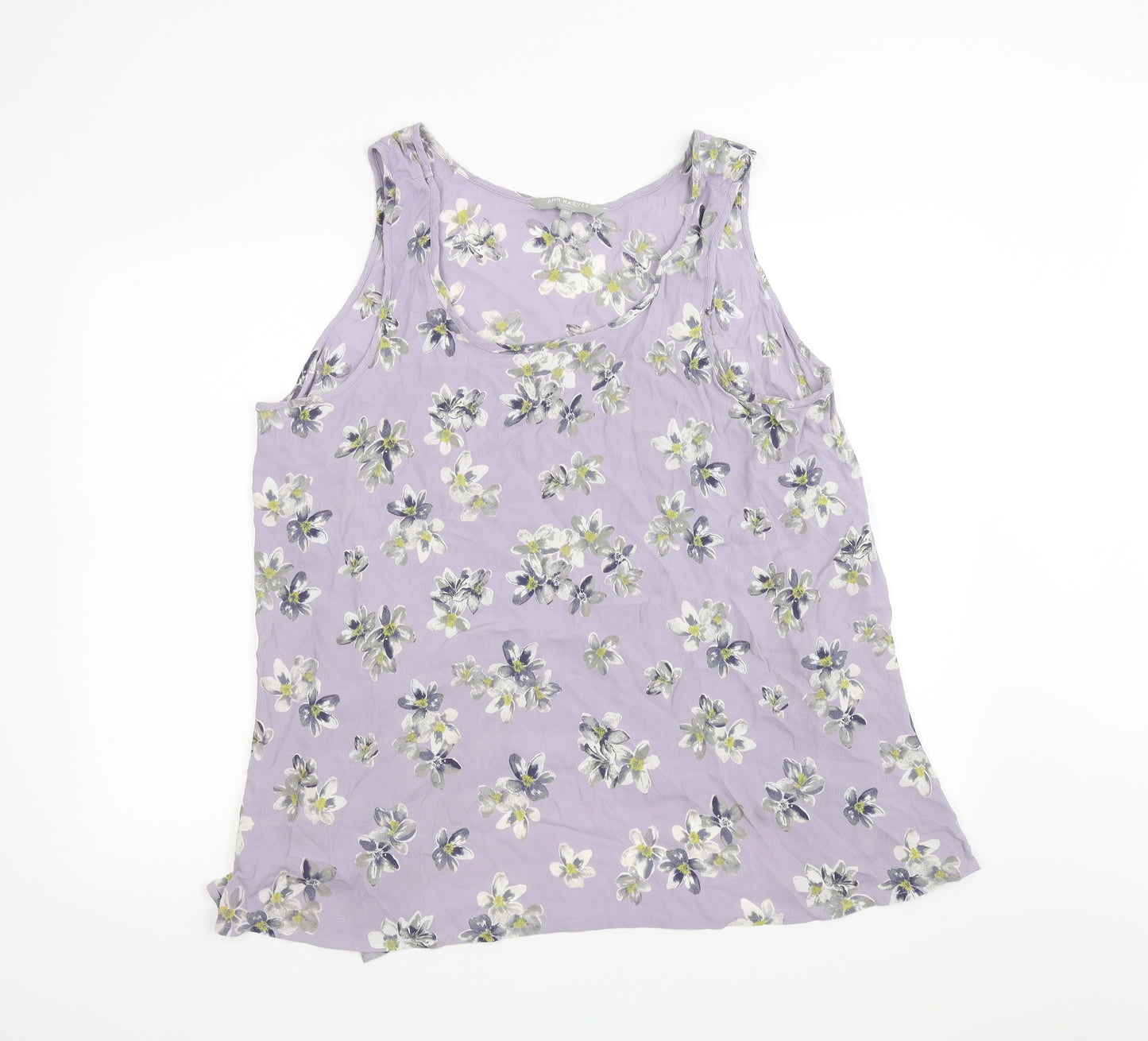 Ann Harvey Womens Purple Floral  Basic T-Shirt Size 24