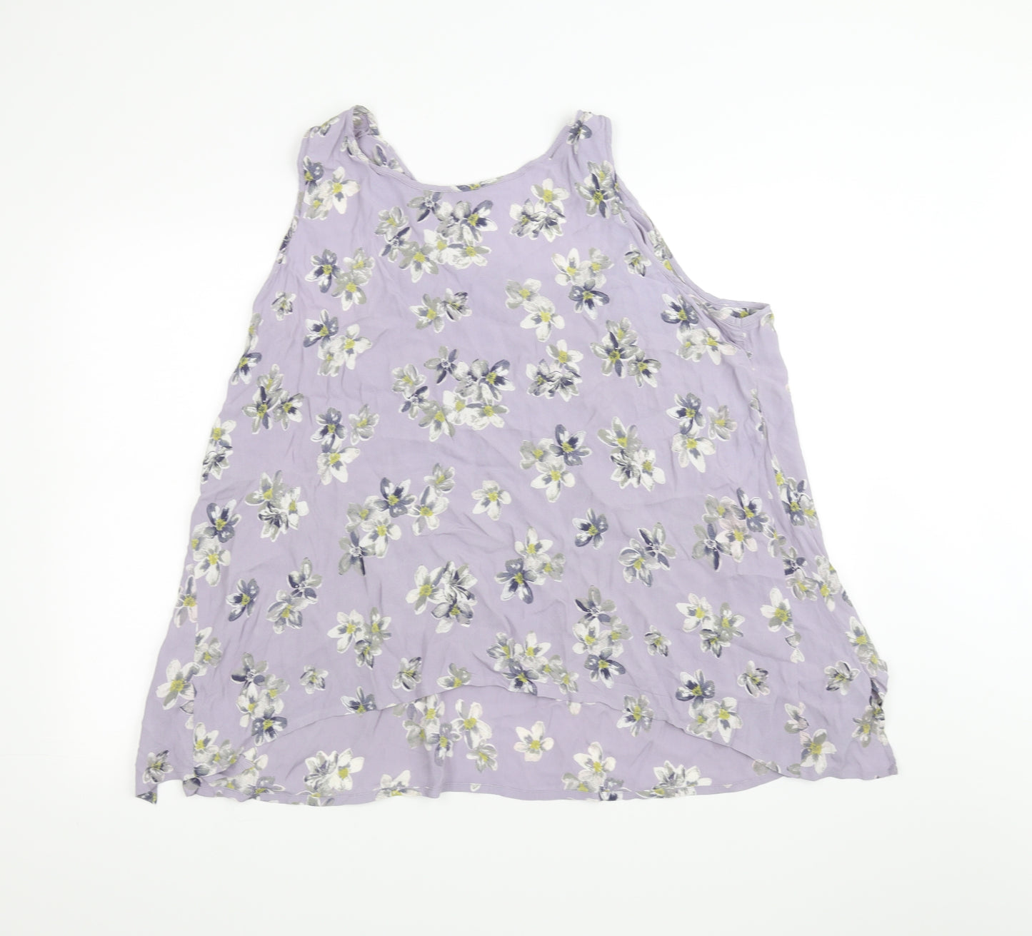 Ann Harvey Womens Purple Floral  Basic T-Shirt Size 24