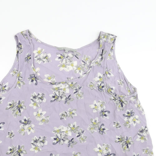 Ann Harvey Womens Purple Floral  Basic T-Shirt Size 24