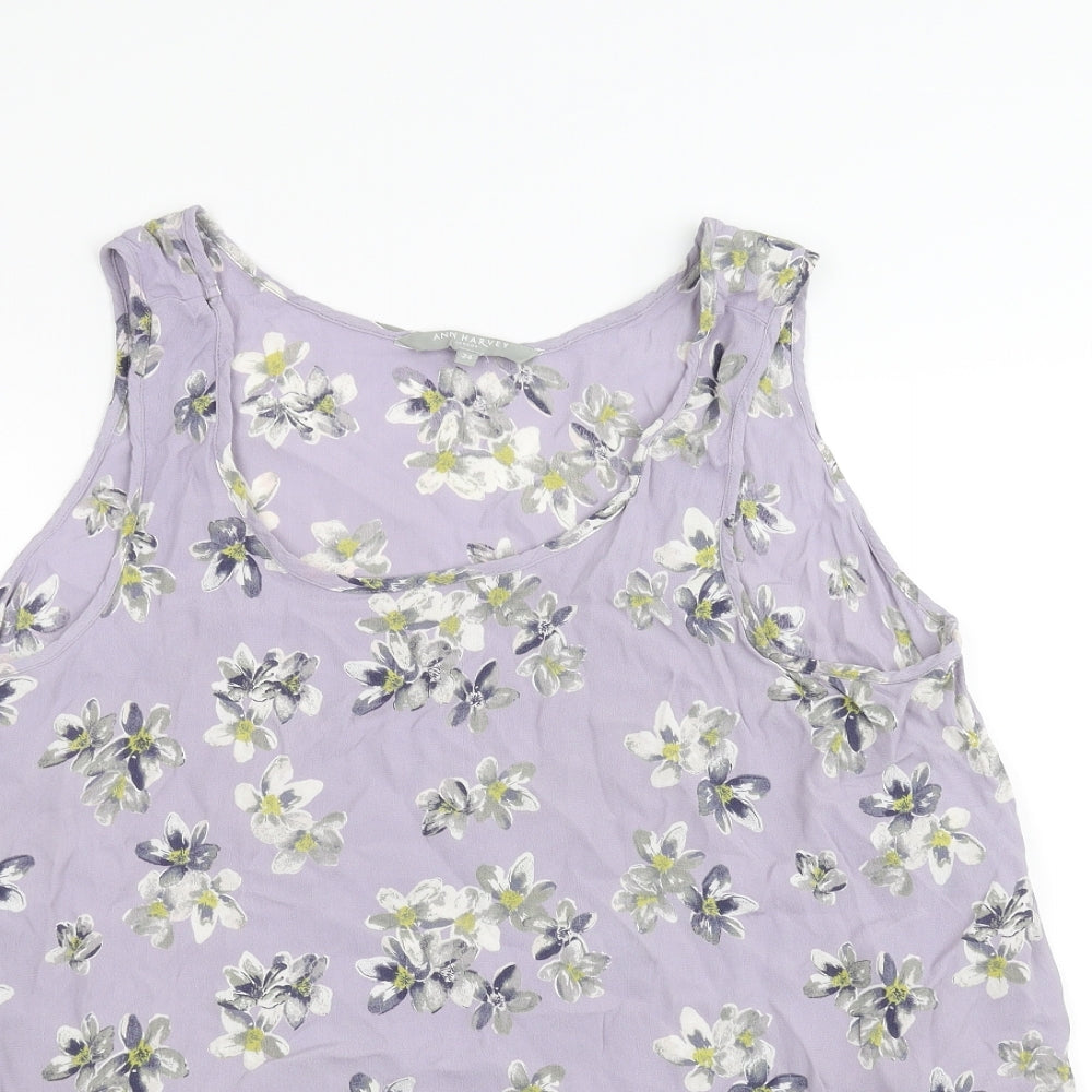 Ann Harvey Womens Purple Floral  Basic T-Shirt Size 24