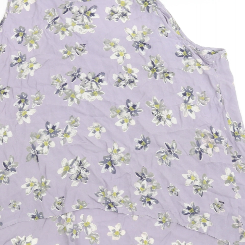 Ann Harvey Womens Purple Floral  Basic T-Shirt Size 24