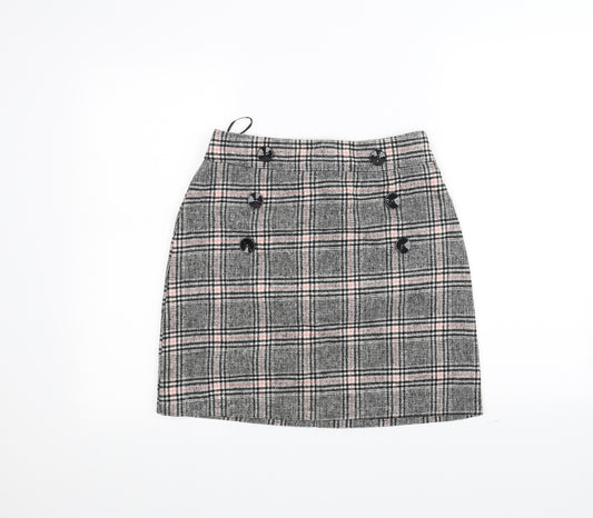Front view of Peacocks women’s white striped a-line skirt, size UK 8