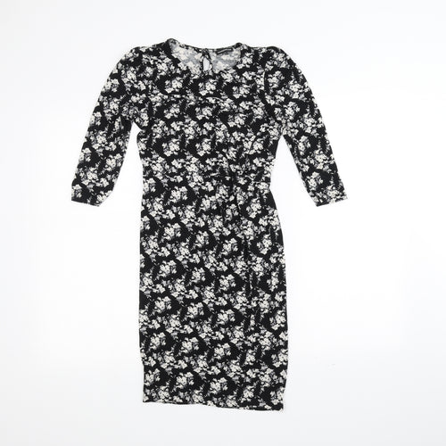 Warehouse Womens Black Floral  Pencil Dress  Size 8