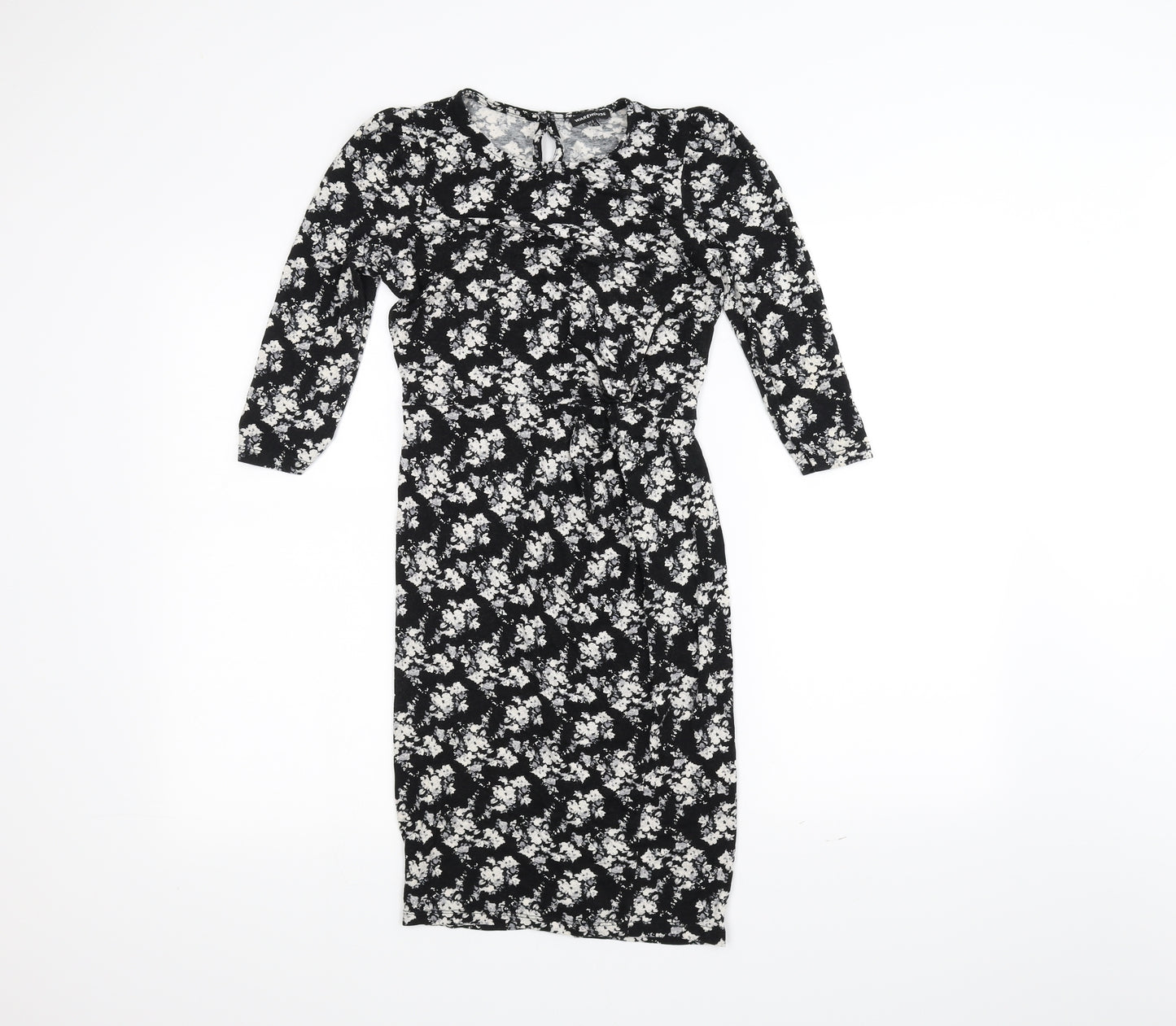 Warehouse Womens Black Floral  Pencil Dress  Size 8