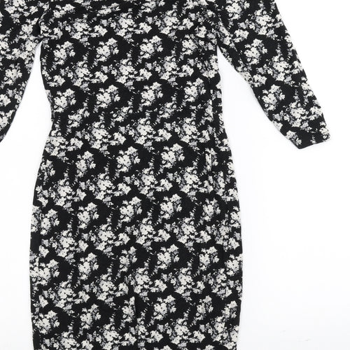 Warehouse Womens Black Floral  Pencil Dress  Size 8