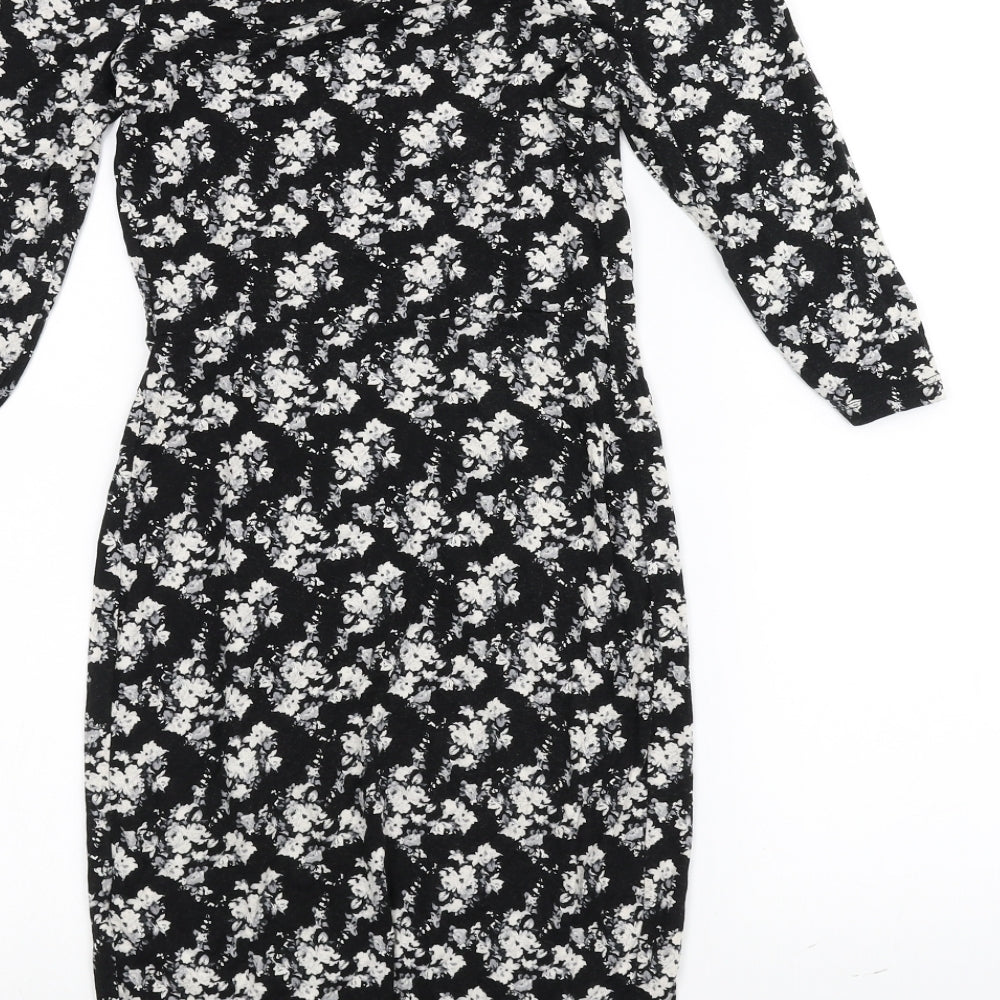 Warehouse Womens Black Floral  Pencil Dress  Size 8