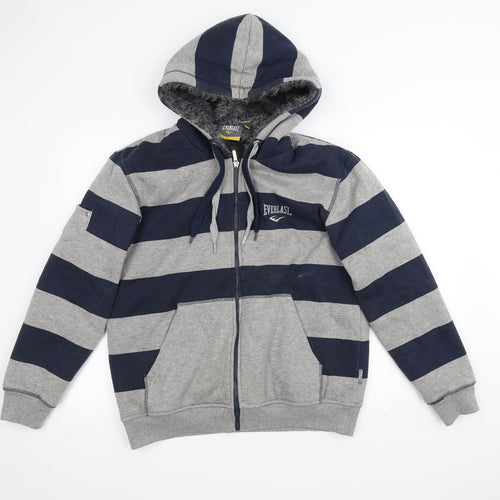 Everlast Mens Grey Striped  Full Zip Hoodie Size S