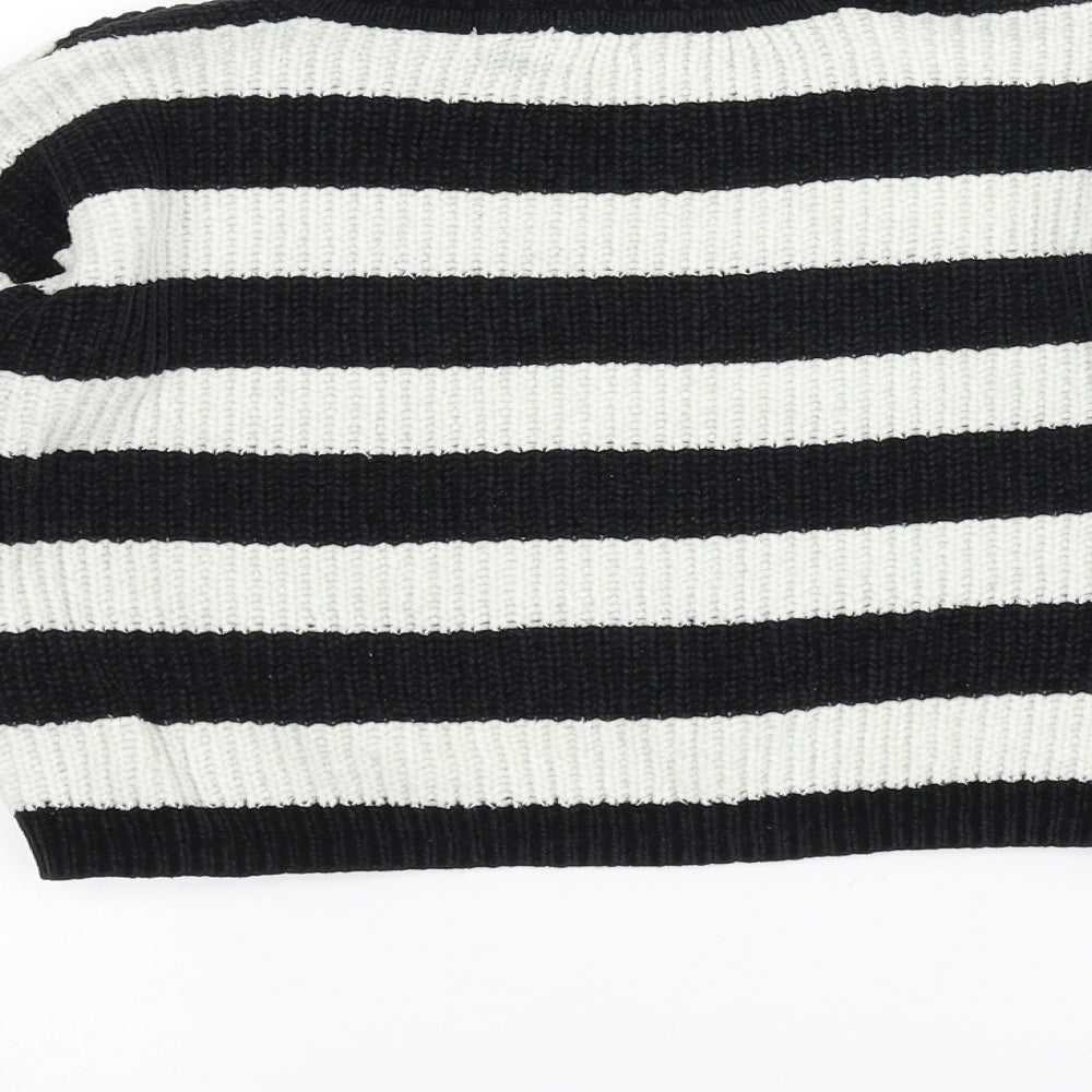 Primark Girls White Striped Knit Pullover Jumper Size 6-7 Years