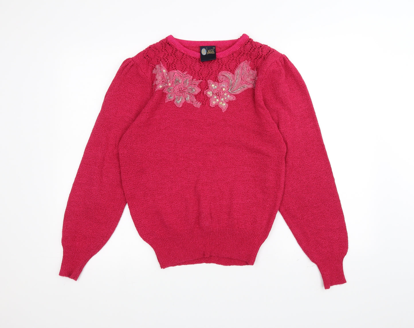 Your Sixth Sense Womens Pink  Knit Pullover Jumper Size 14