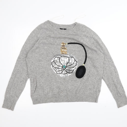 H&M Womens Grey   Pullover Jumper Size M