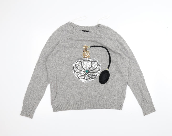 H&M Womens Grey   Pullover Jumper Size M