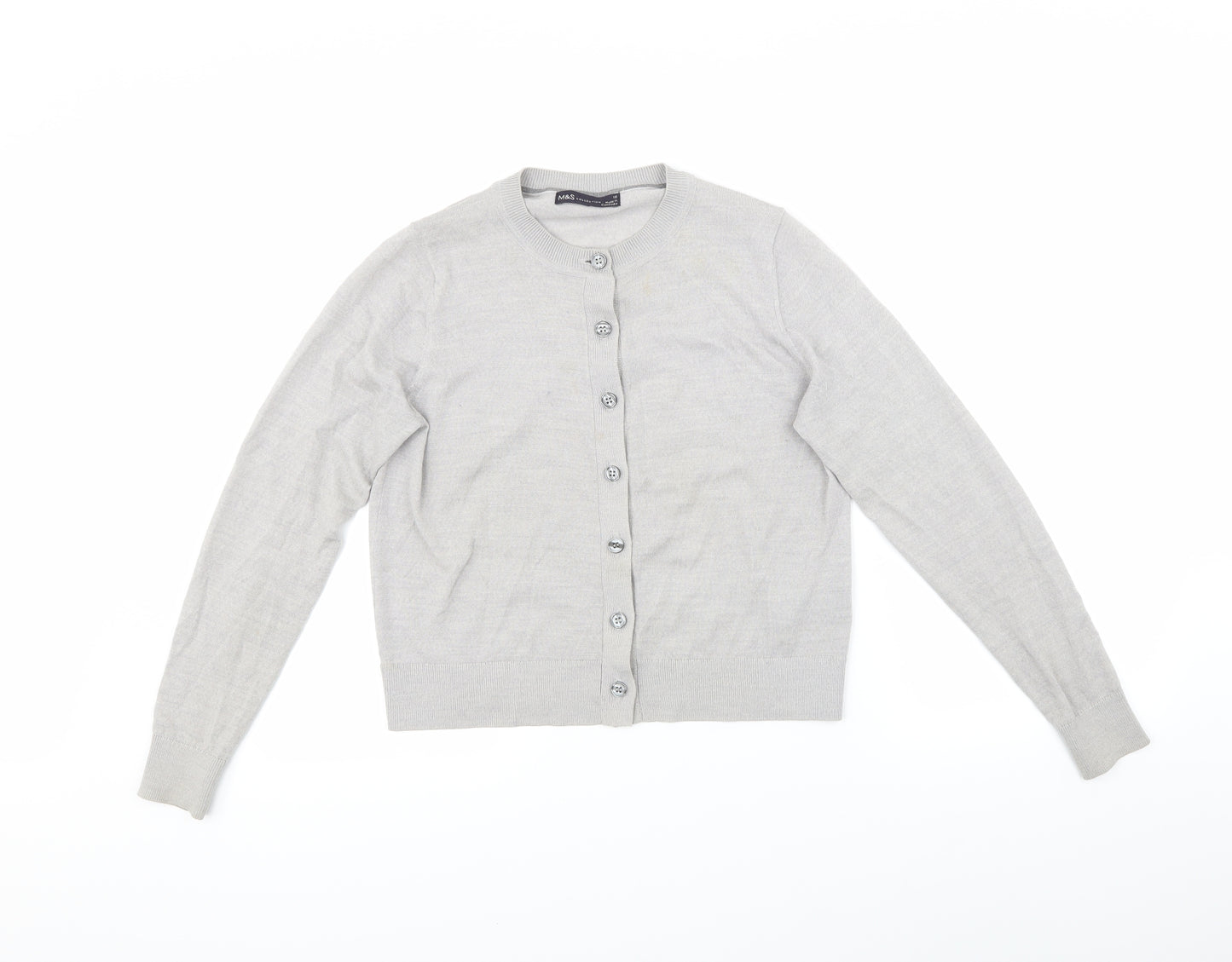 M&S Womens Grey   Cardigan Jumper Size 10