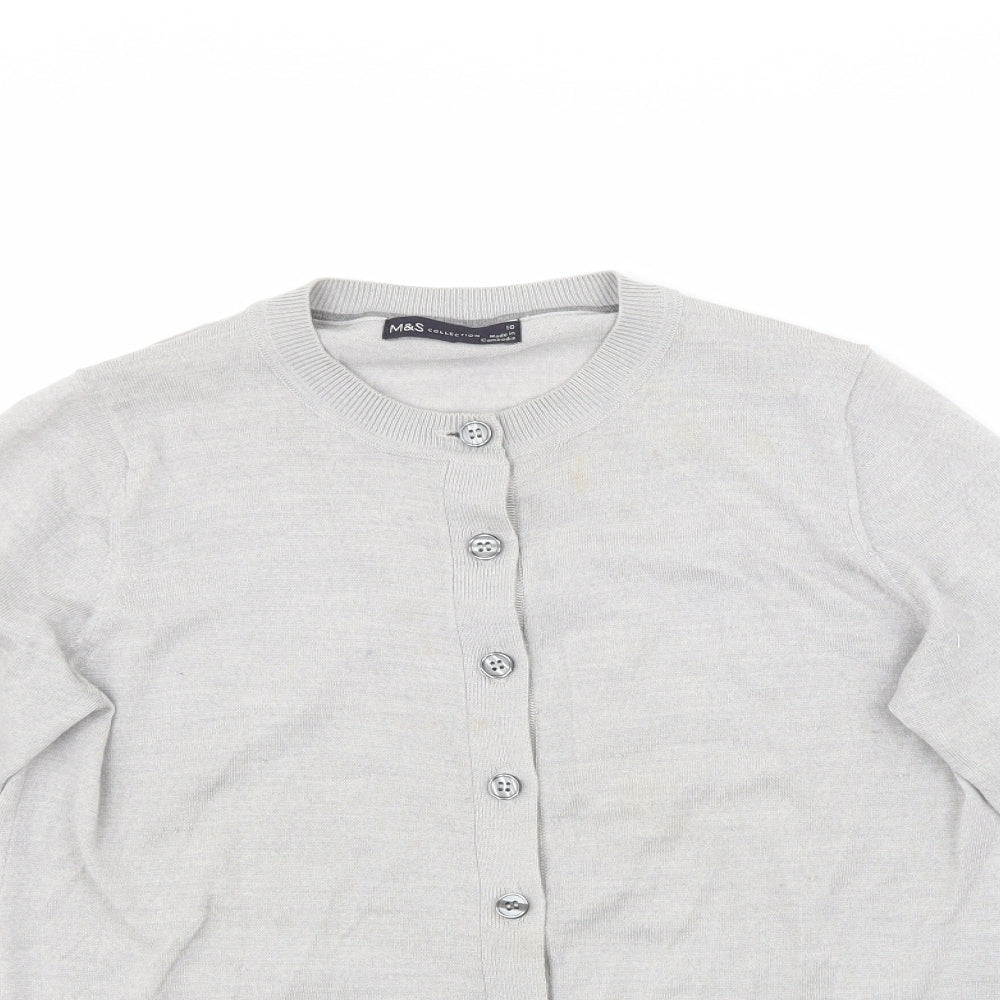 M&S Womens Grey   Cardigan Jumper Size 10