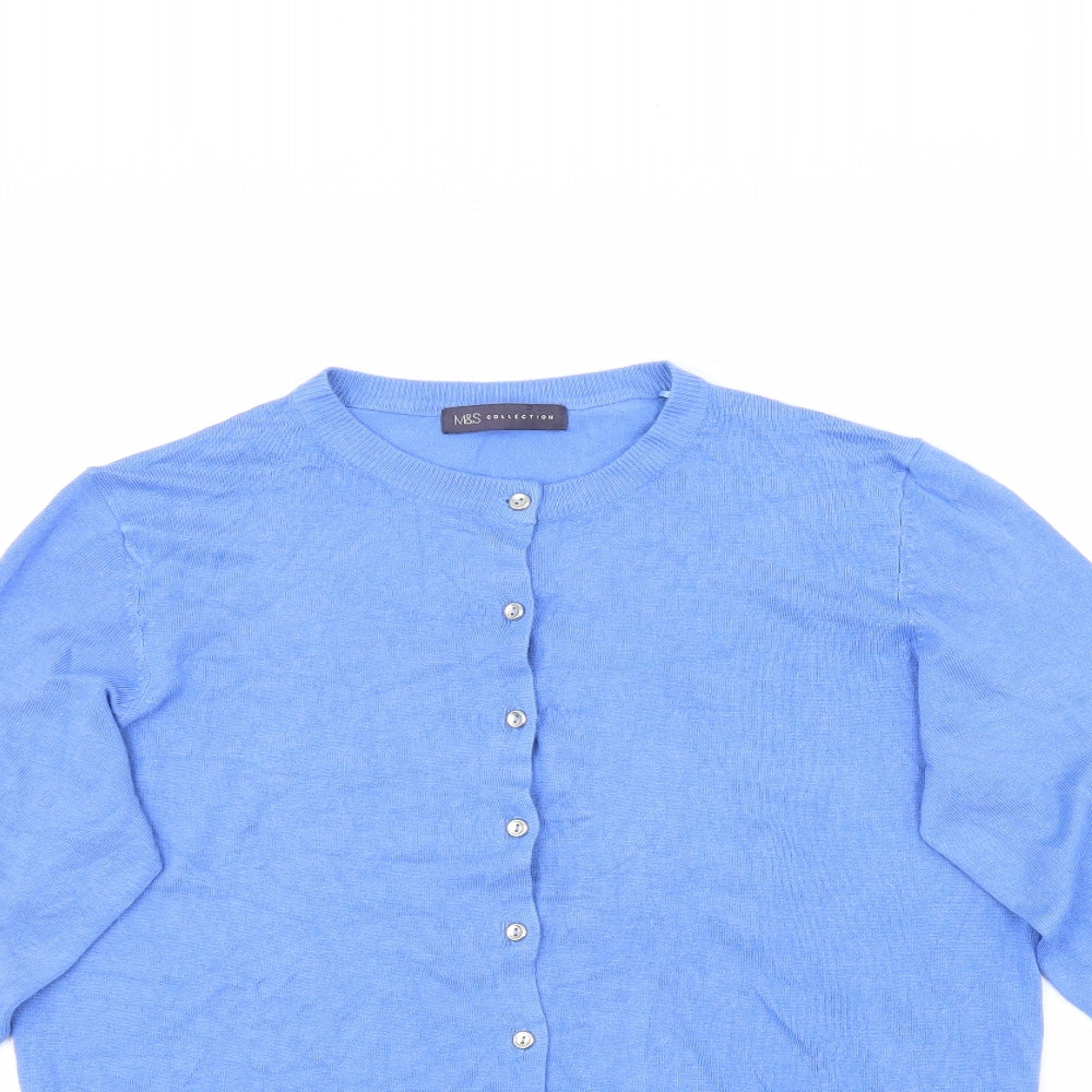 M&S Womens Blue   Cardigan Jumper Size 14
