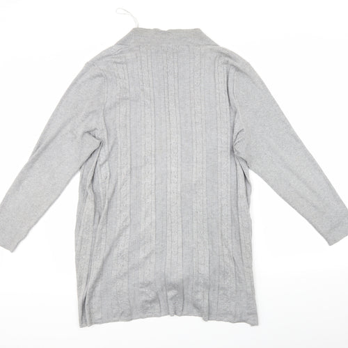 BM Collection Womens Grey Striped  Cardigan Jumper Size XL