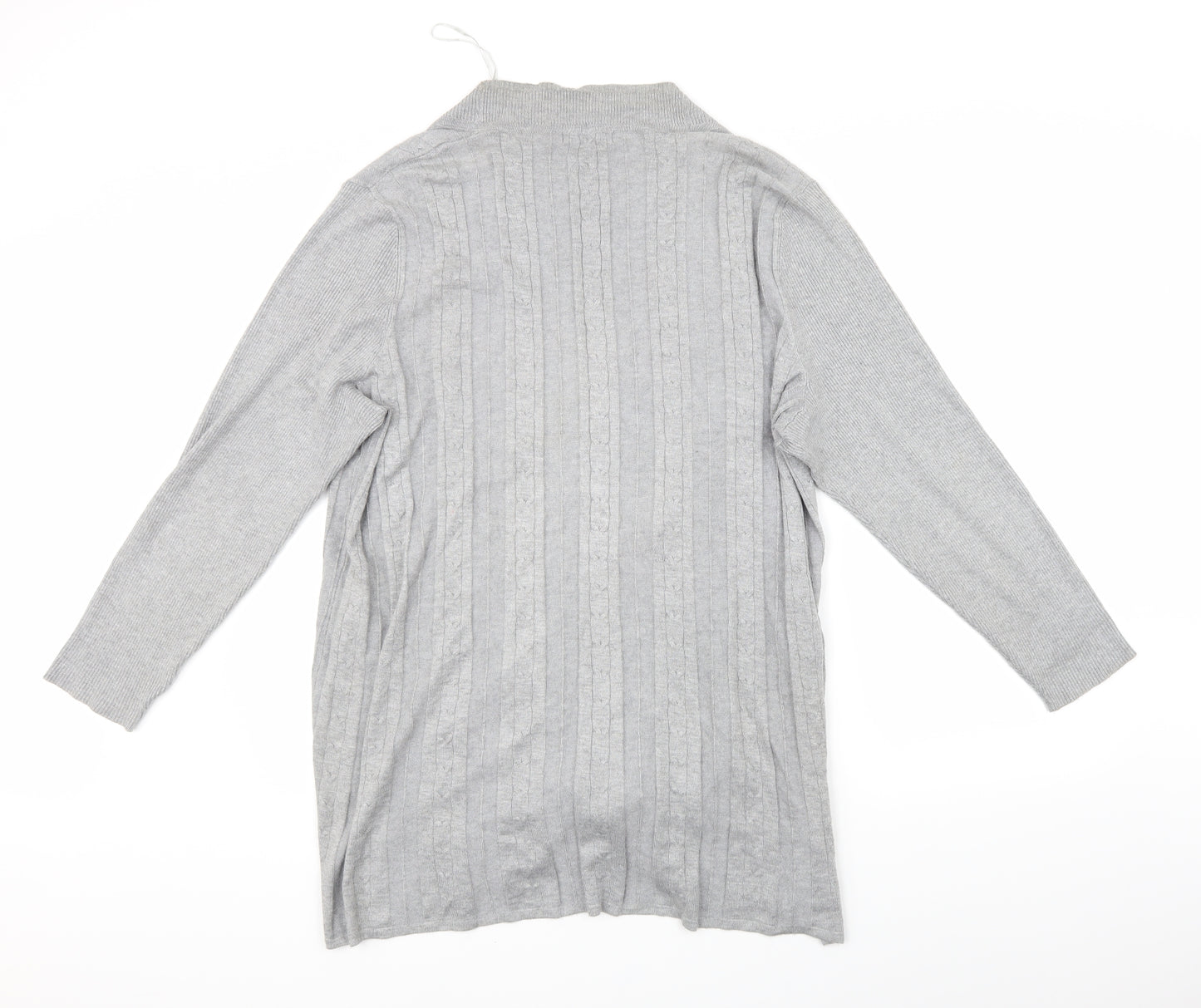 BM Collection Womens Grey Striped  Cardigan Jumper Size XL