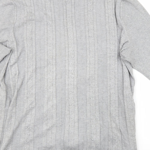 BM Collection Womens Grey Striped  Cardigan Jumper Size XL