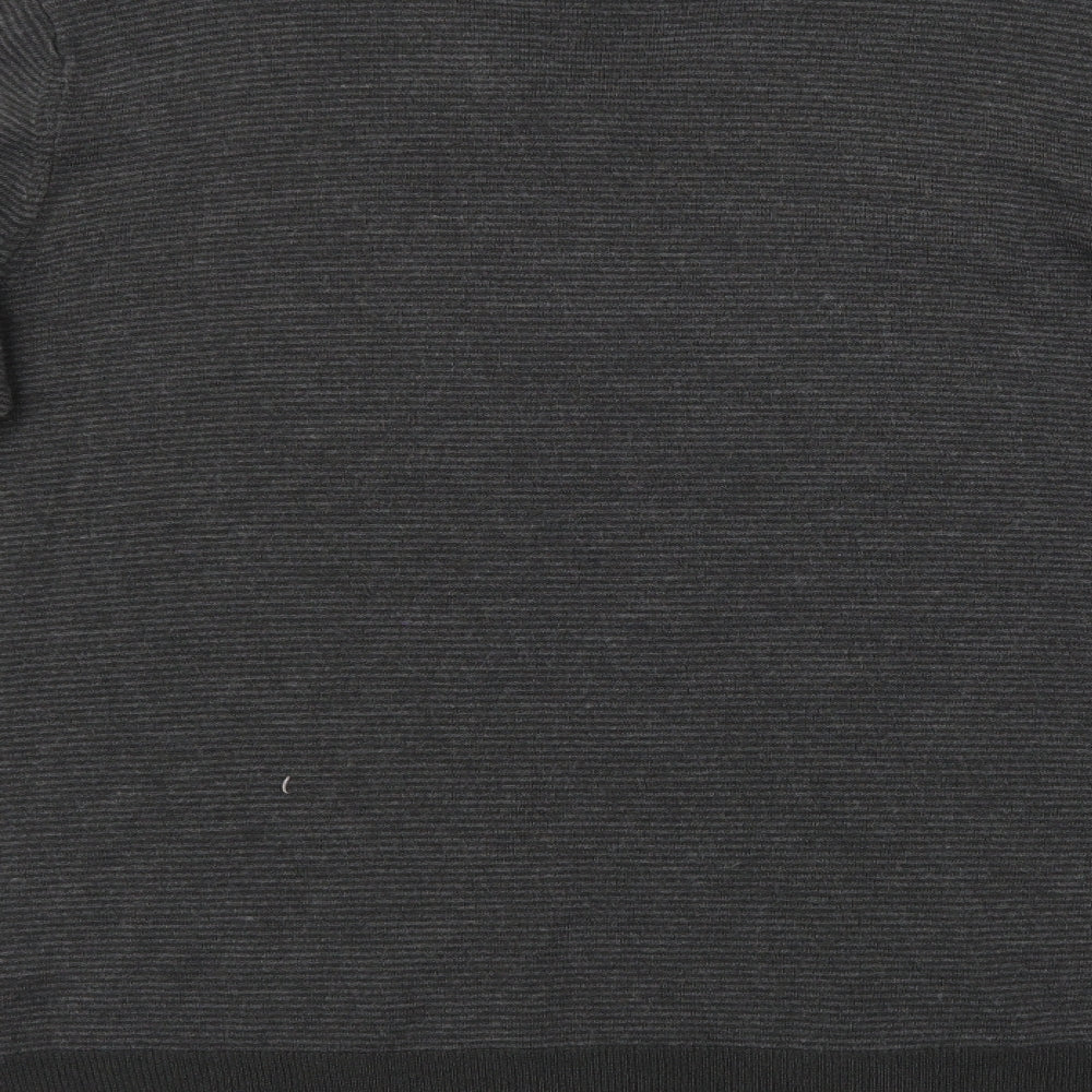 M&S Mens Grey Striped  Pullover Jumper Size L