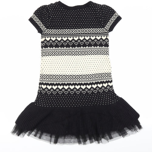 Gap Girls Black Fair Isle  Jumper Dress  Size 13 Years