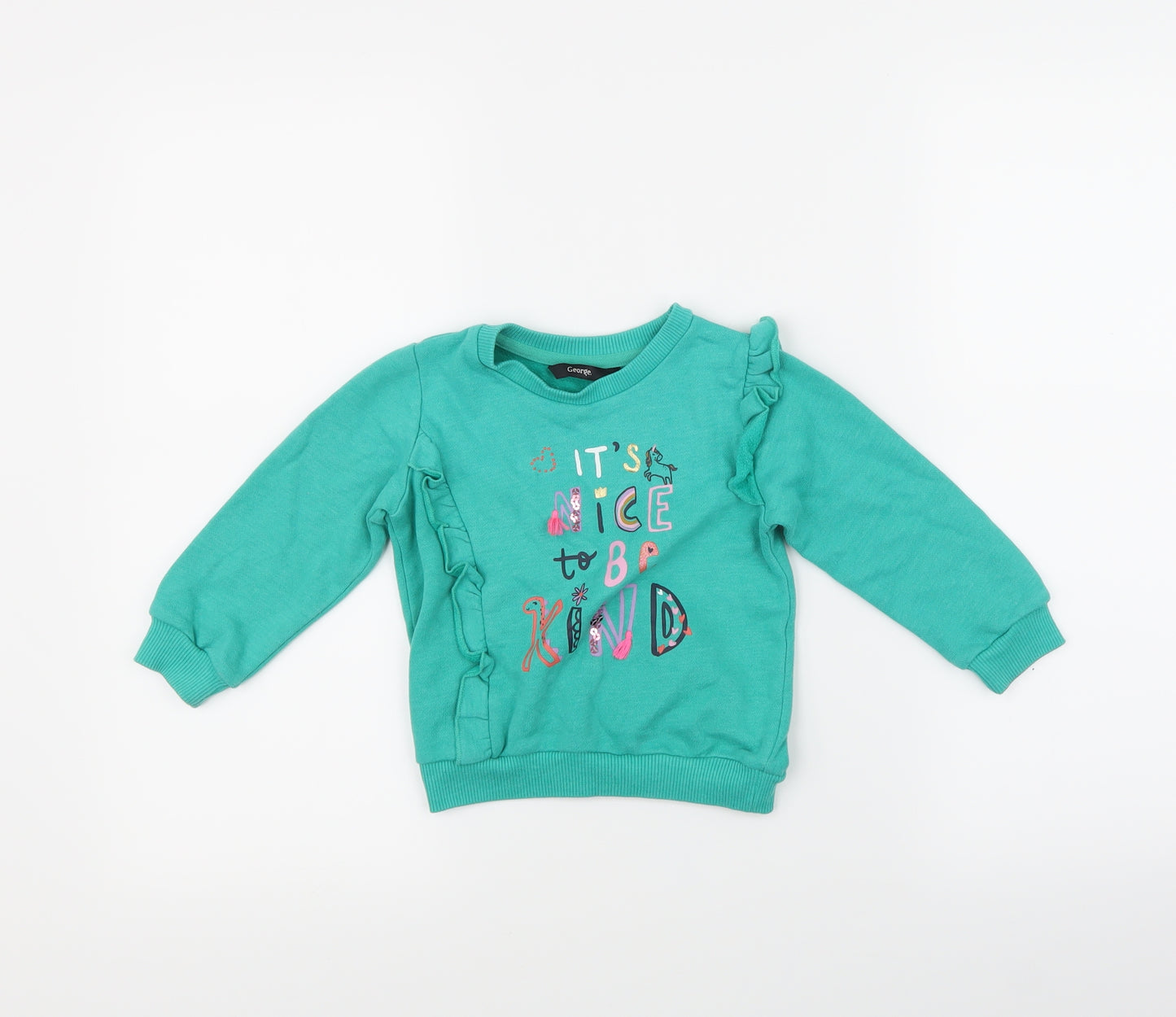 George Girls Green   Pullover Jumper Size 18-24 Months