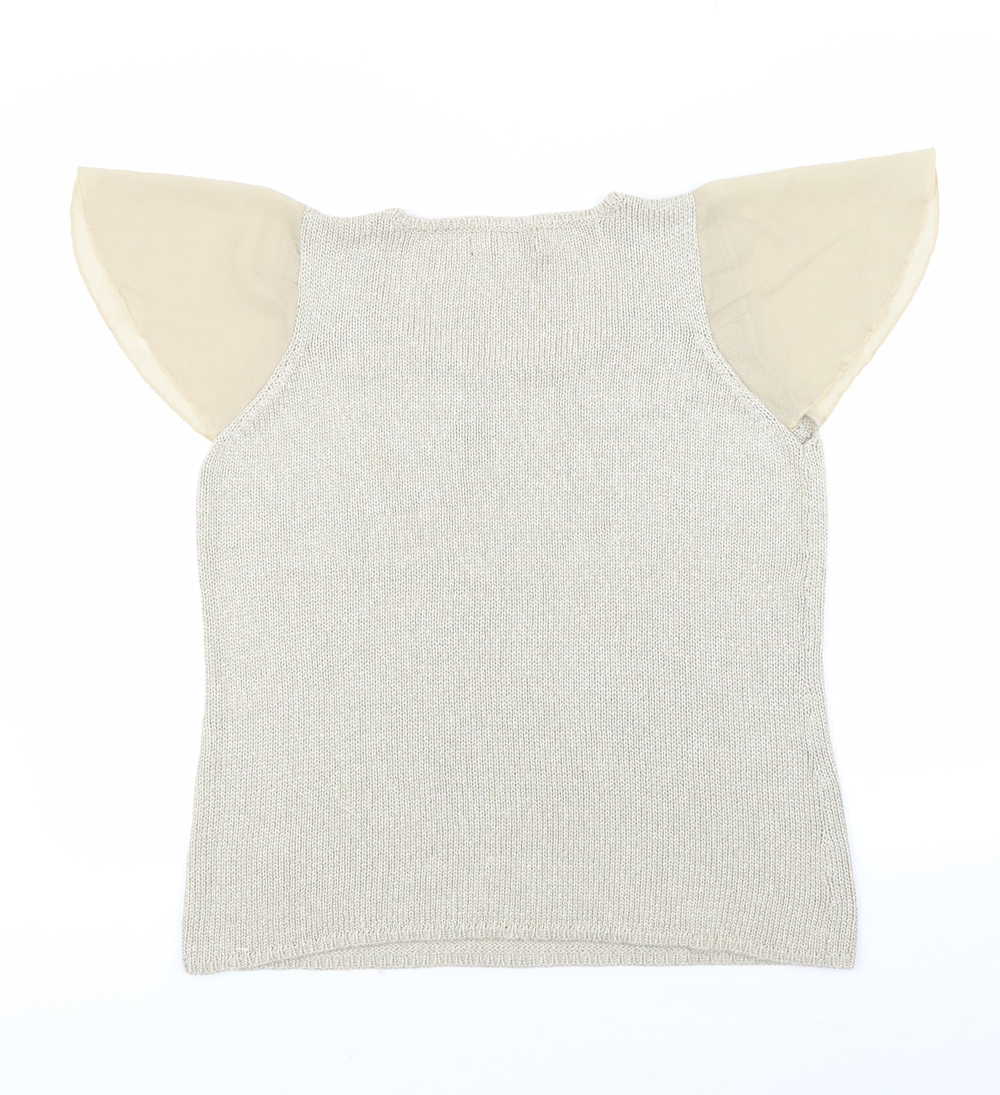 Wardrobe Essentials Womens Beige   Basic Tank Size 12  - Sheer Sleeves