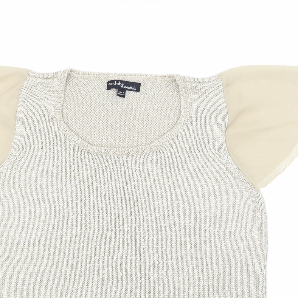 Wardrobe Essentials Womens Beige   Basic Tank Size 12  - Sheer Sleeves