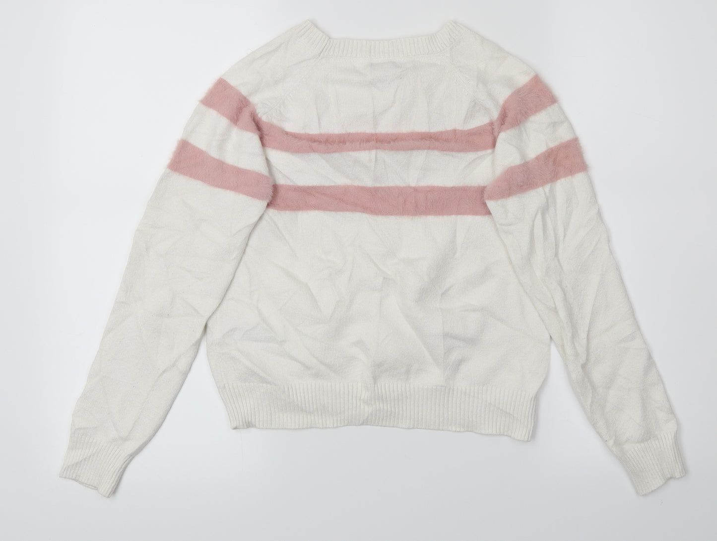 Primark Girls White Striped  Pullover Jumper Size 10-11 Years