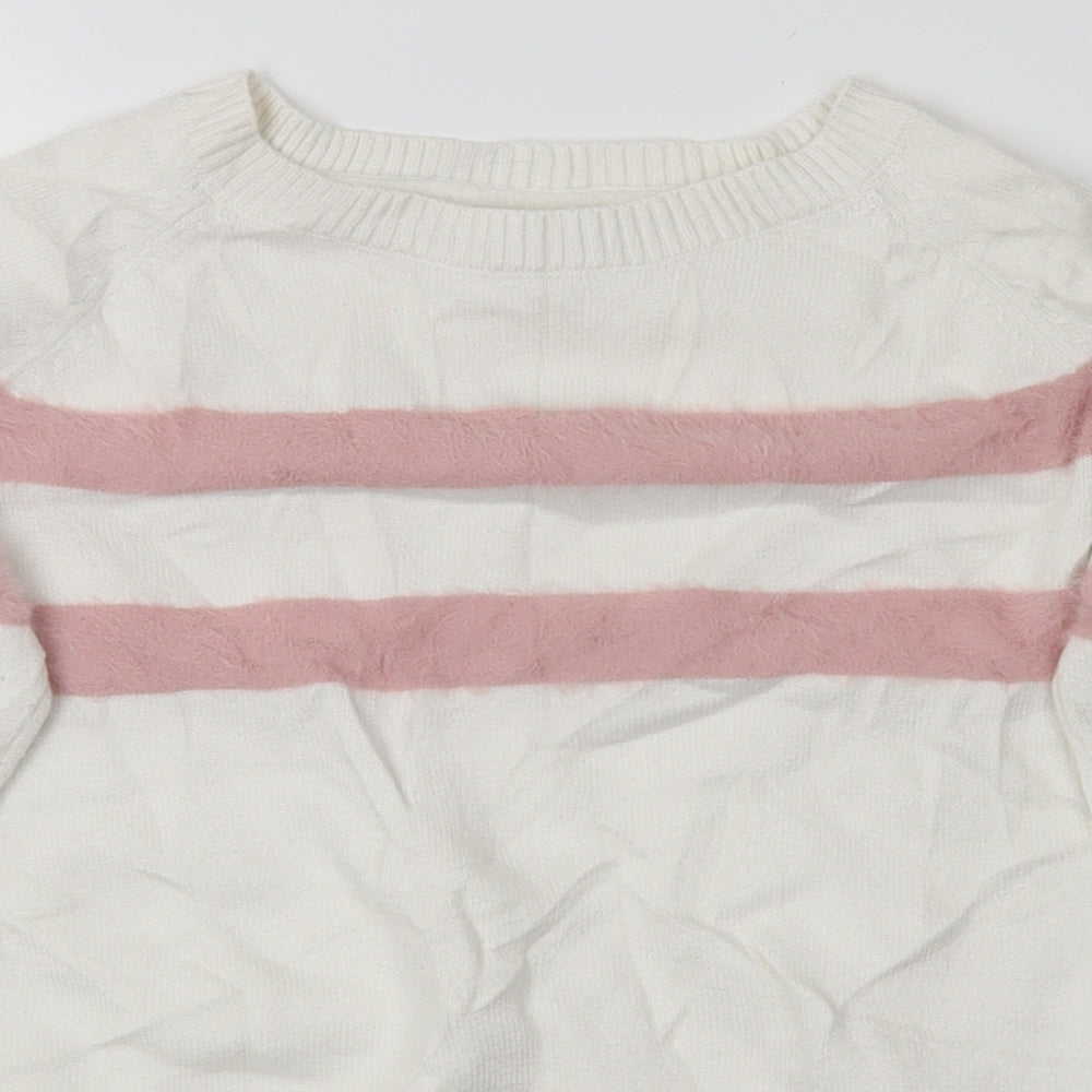 Primark Girls White Striped  Pullover Jumper Size 10-11 Years