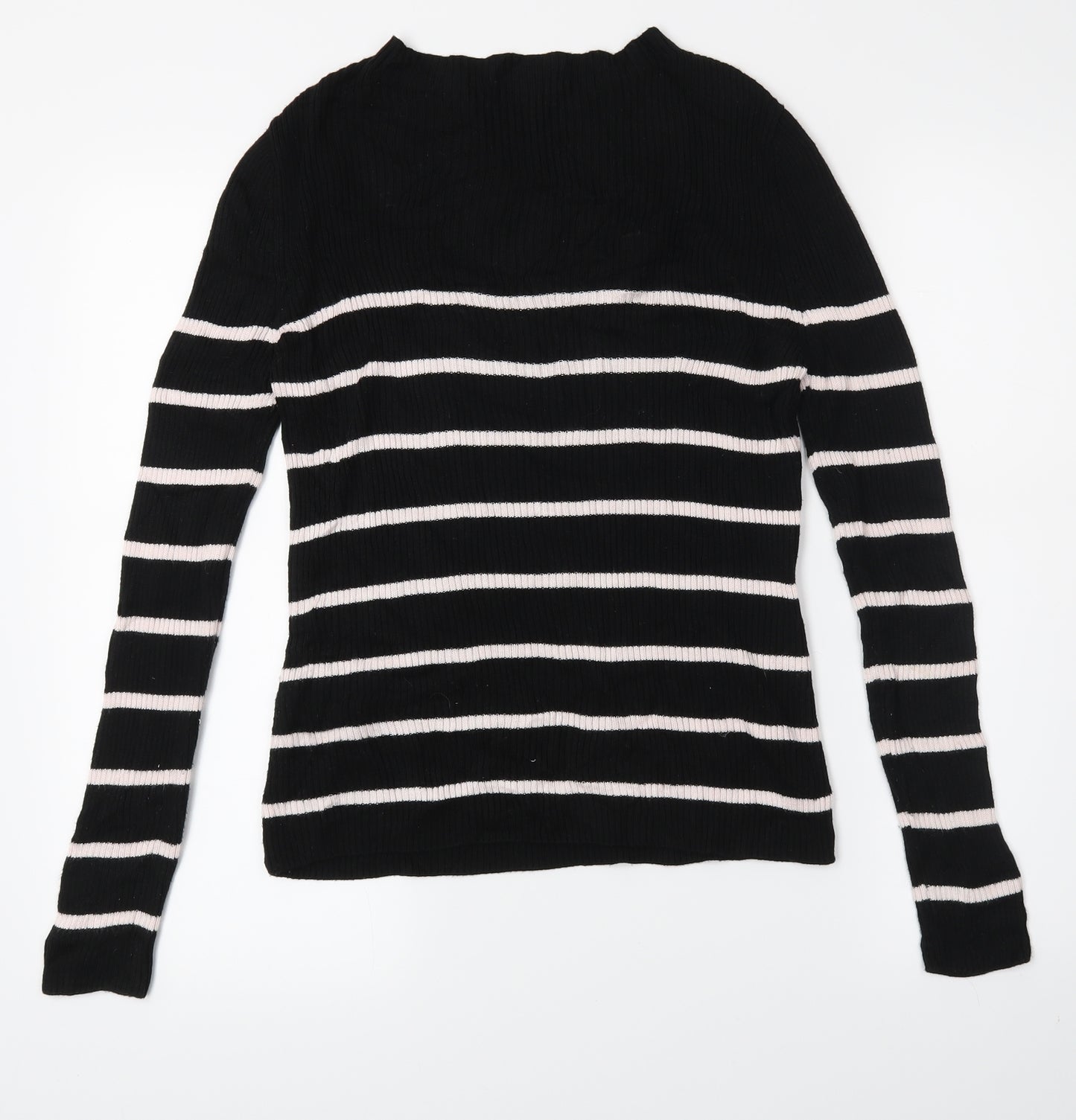 M*S Womens Black Striped  Pullover Jumper Size 14