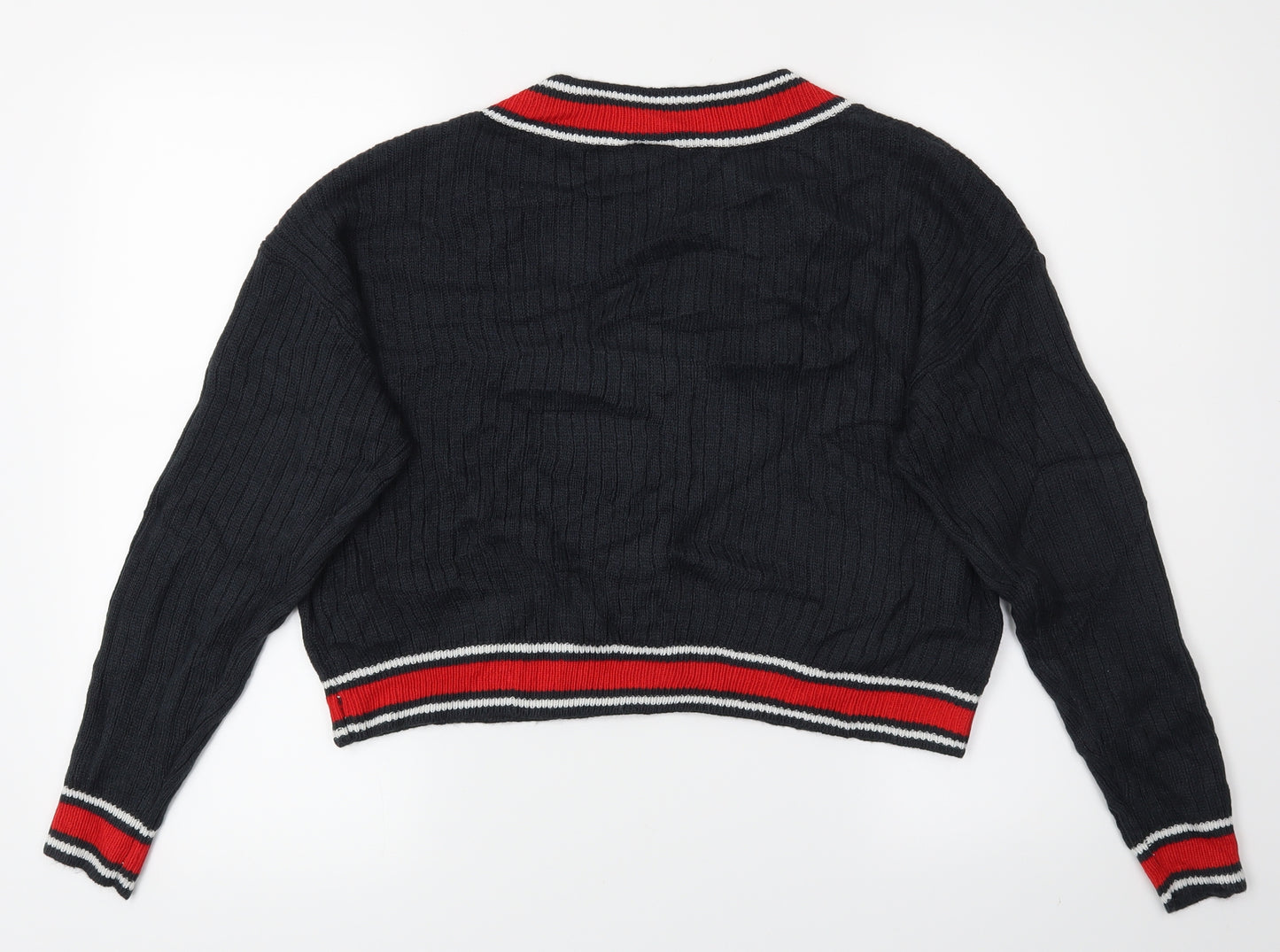 Divided Womens Blue Striped  Pullover Jumper Size M  - Cropped