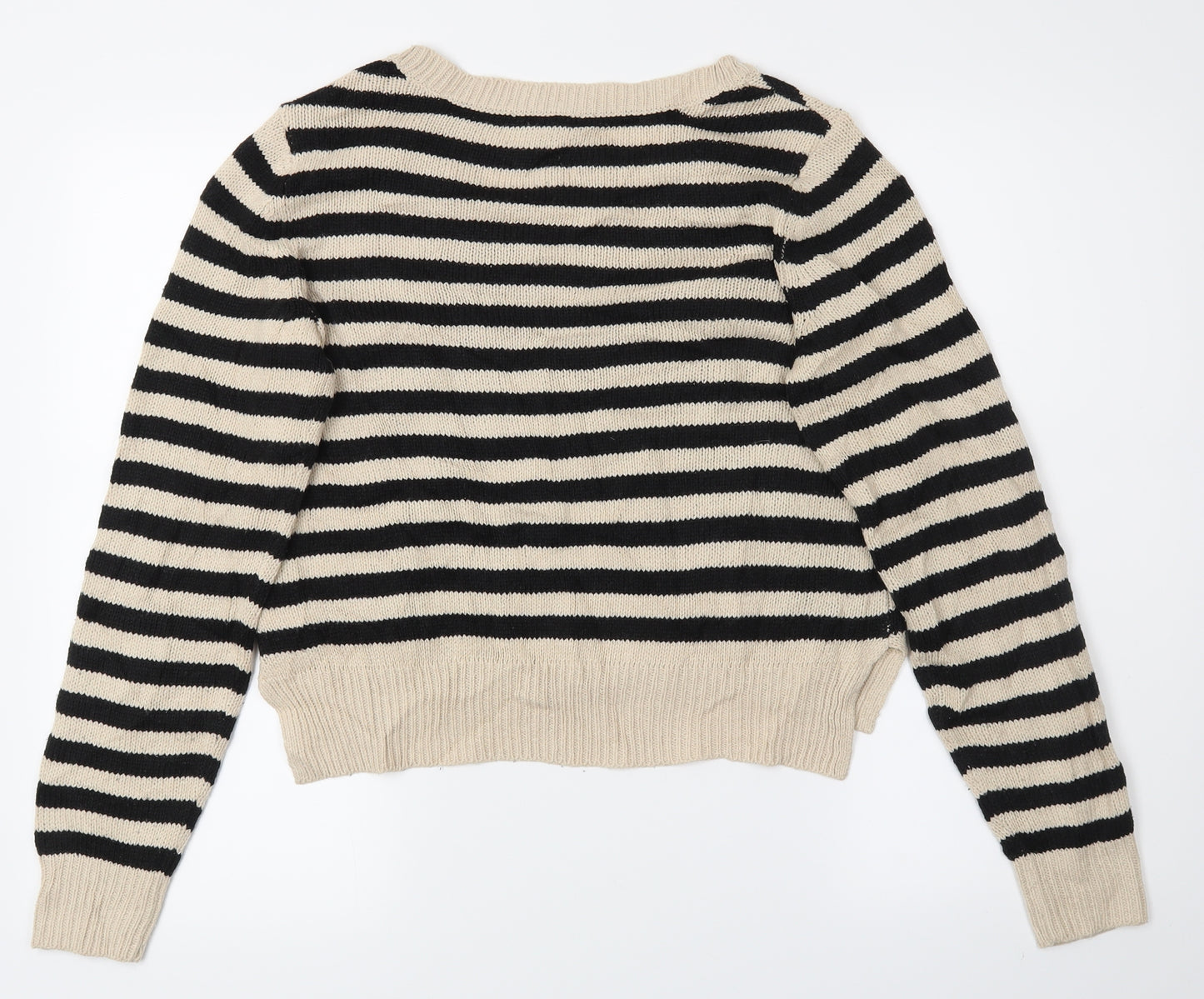 Divided Womens Black Striped  Pullover Jumper Size 10  - Cropped