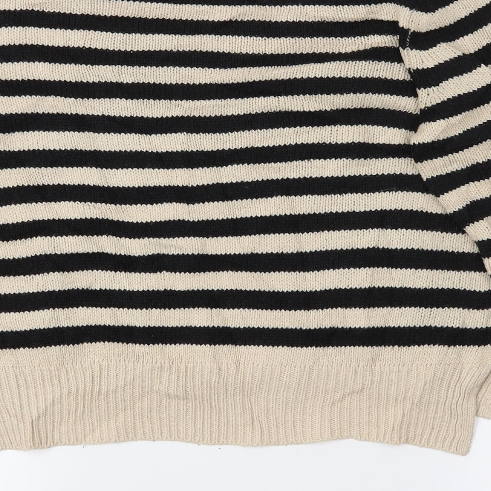 Divided Womens Black Striped  Pullover Jumper Size 10  - Cropped
