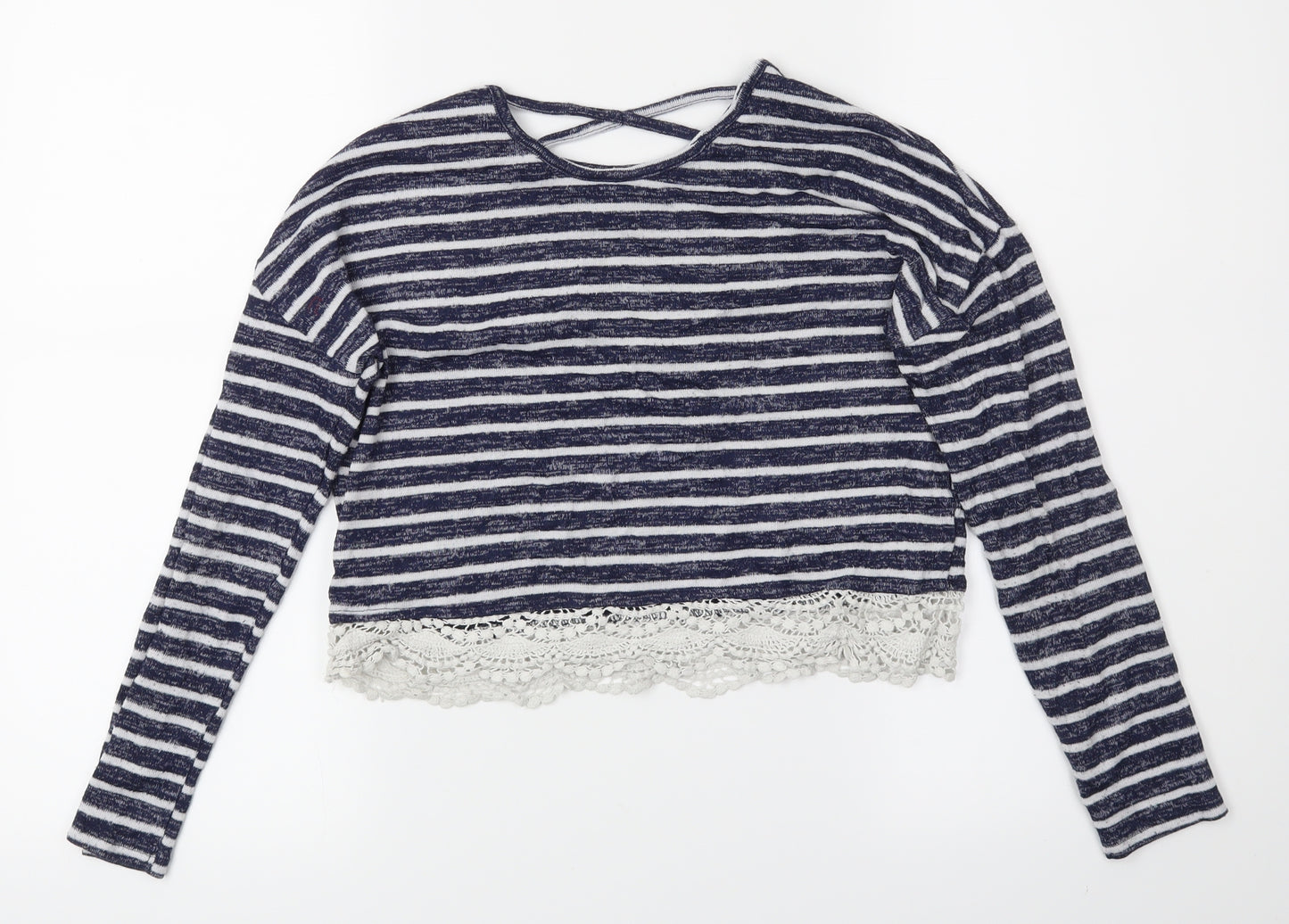 YD Girls Blue Striped  Basic Blouse Size 10-11 Years