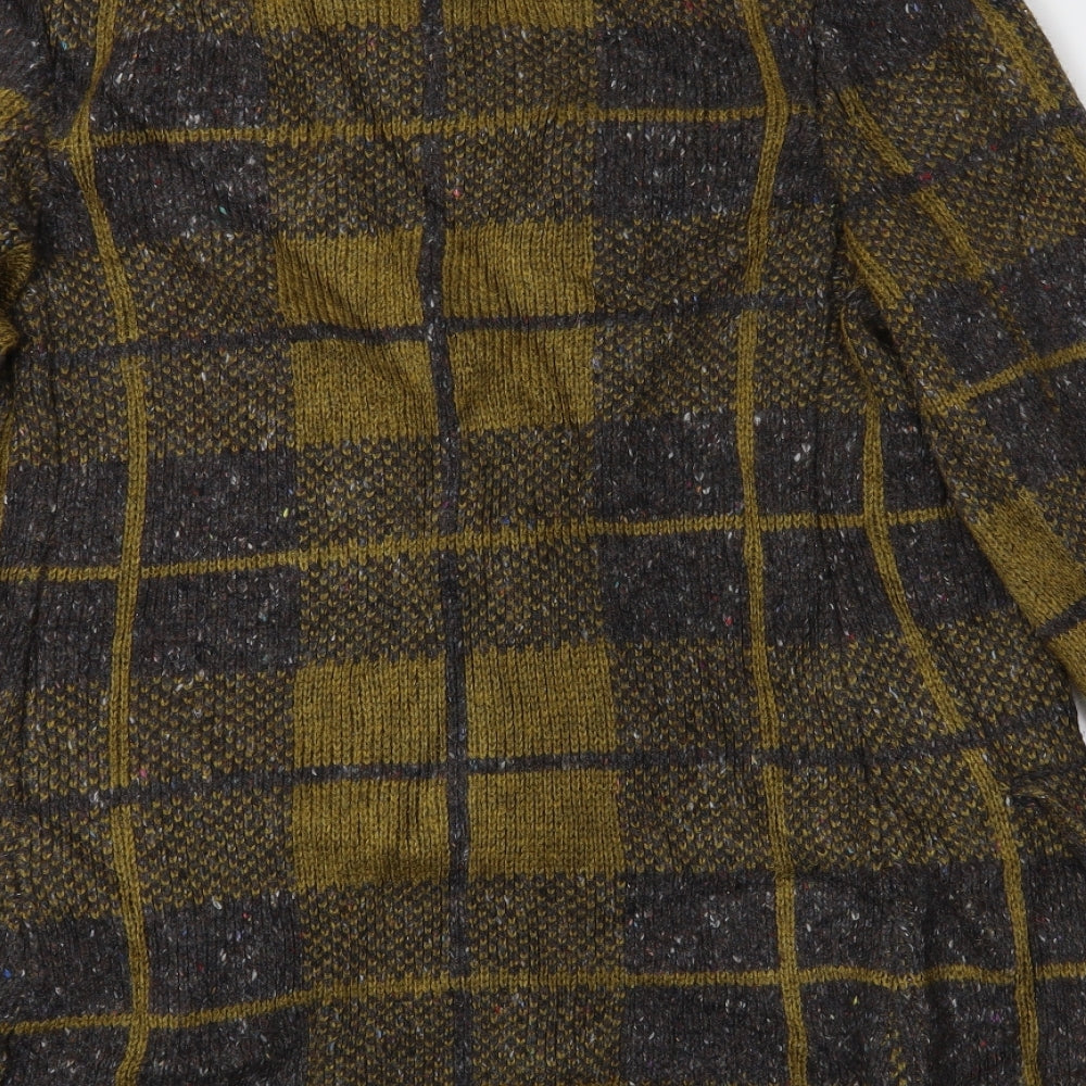 Lamberto Losani Womens Brown Plaid  Overcoat Coat Size M