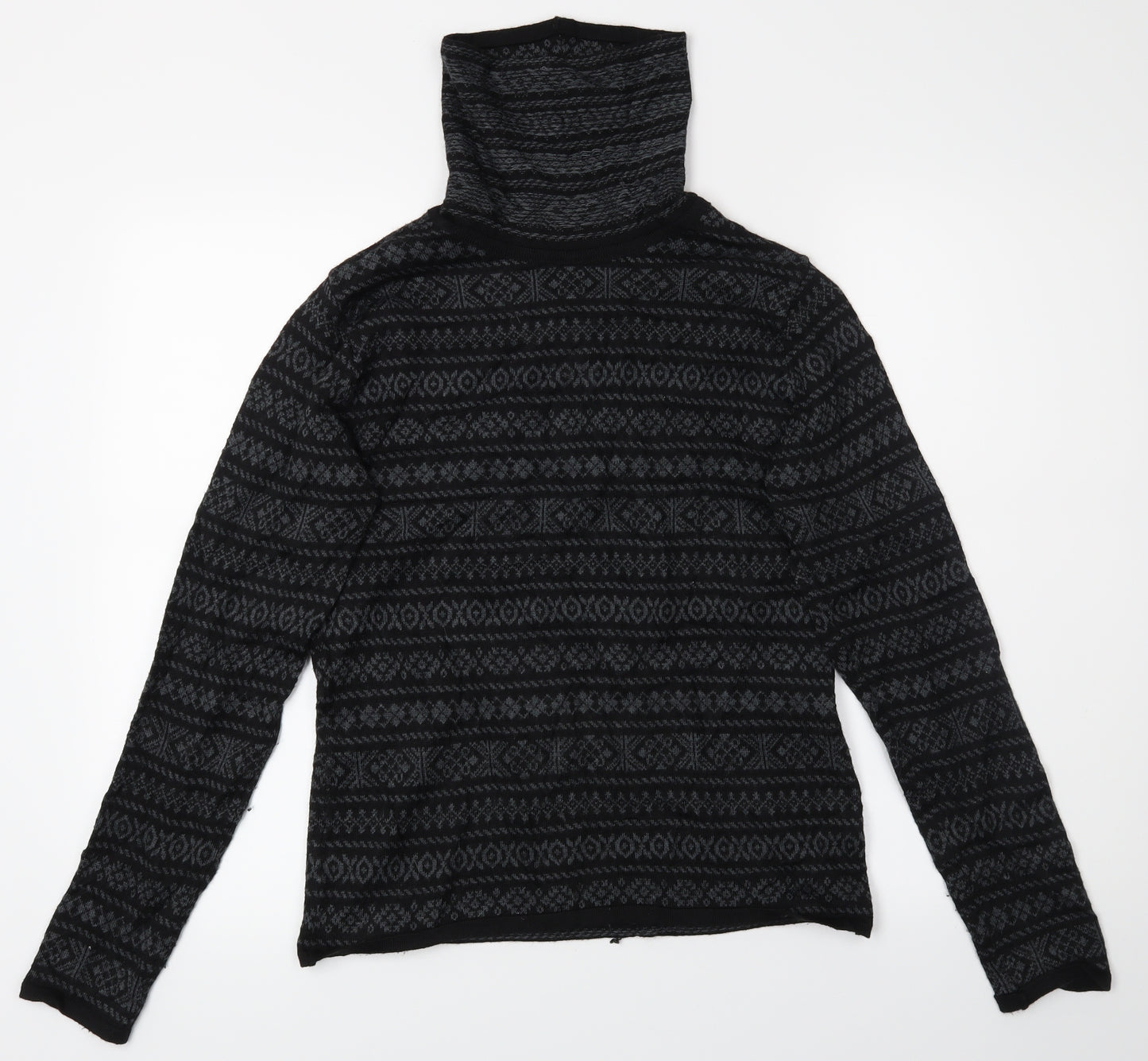Laura Ashley Womens Black Fair Isle  Pullover Jumper Size M