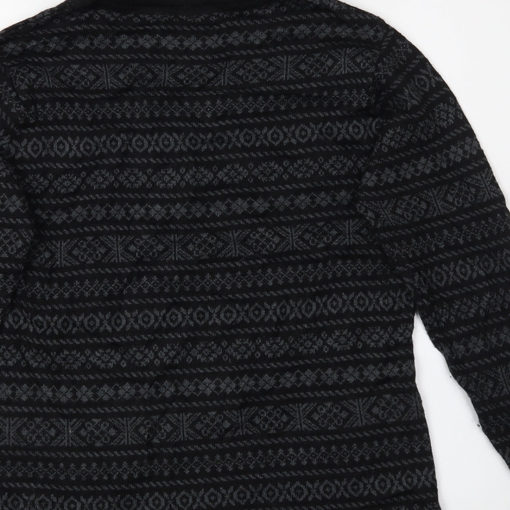 Laura Ashley Womens Black Fair Isle  Pullover Jumper Size M