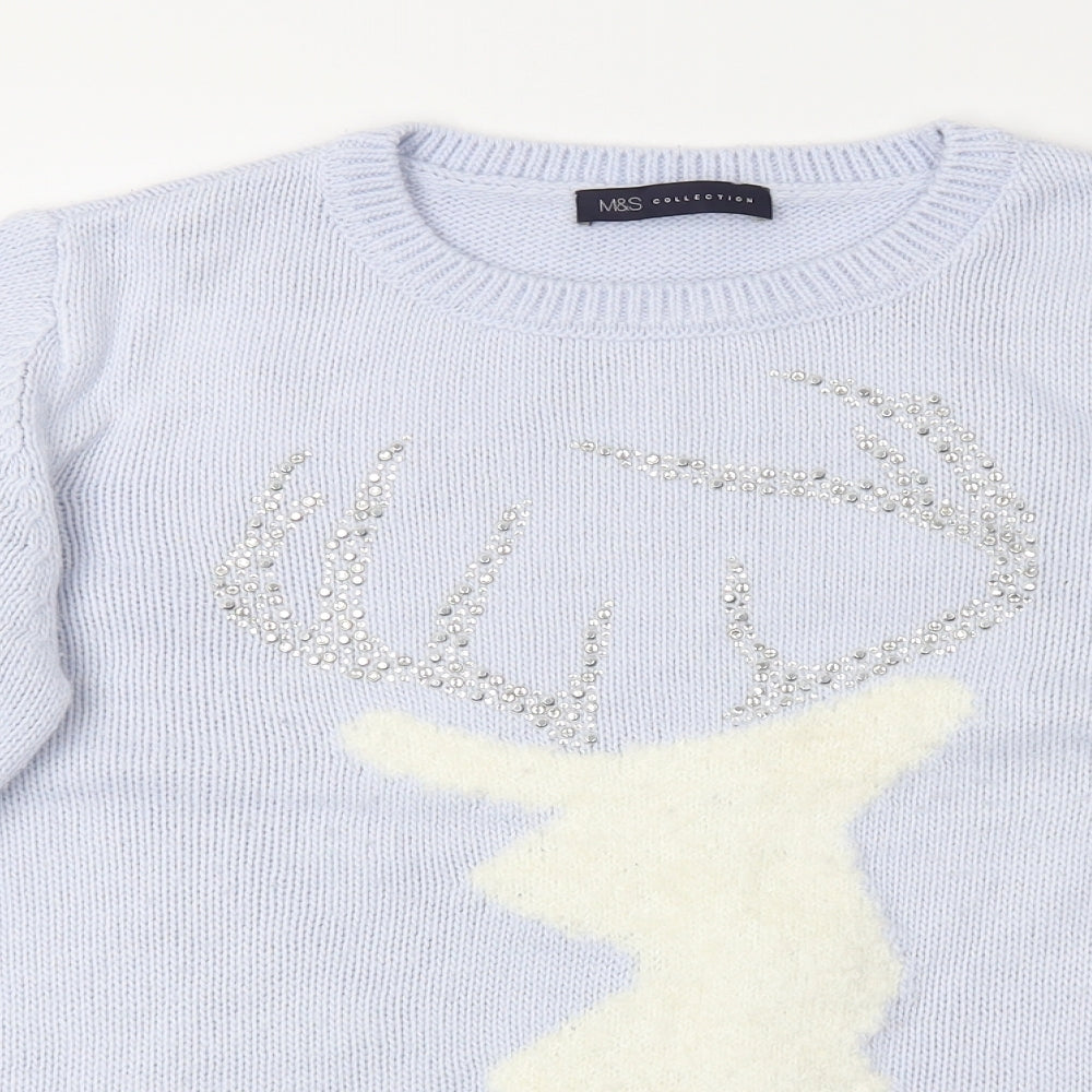 M&S Womens Blue   Pullover Jumper Size M  - Deer