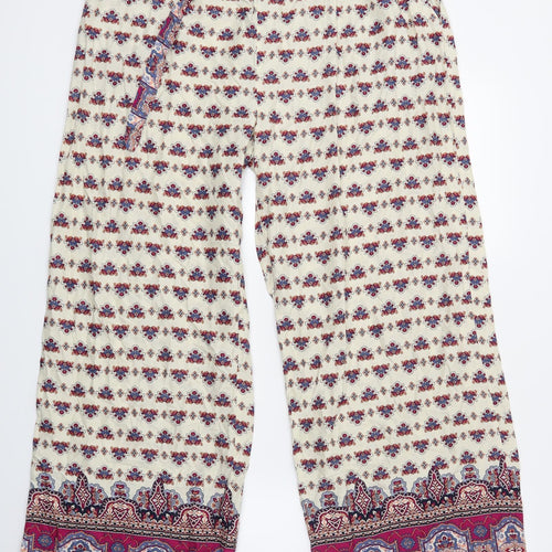 Primark Womens White Fair Isle  Bloomer Trousers Size 14 L25 in