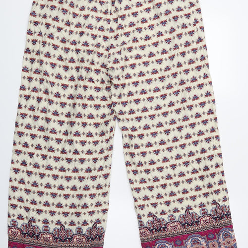 Primark Womens White Fair Isle  Bloomer Trousers Size 14 L25 in
