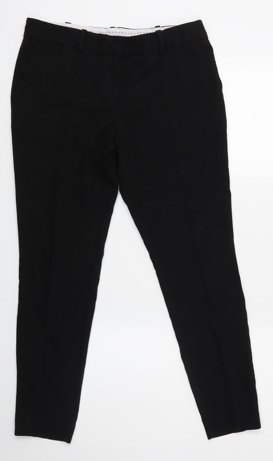 Front view of NEXT women’s black trousers, size UK 10, 22-inch leg