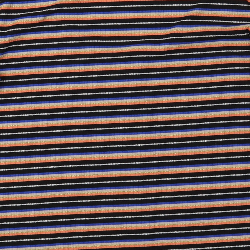 Peacocks Womens Orange Striped  Basic T-Shirt Size 20