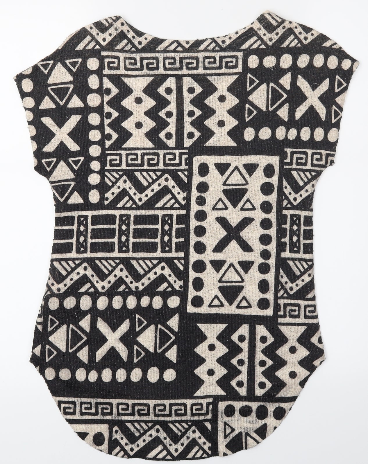 Ginger G Womens Black Geometric  Basic T-Shirt Size M