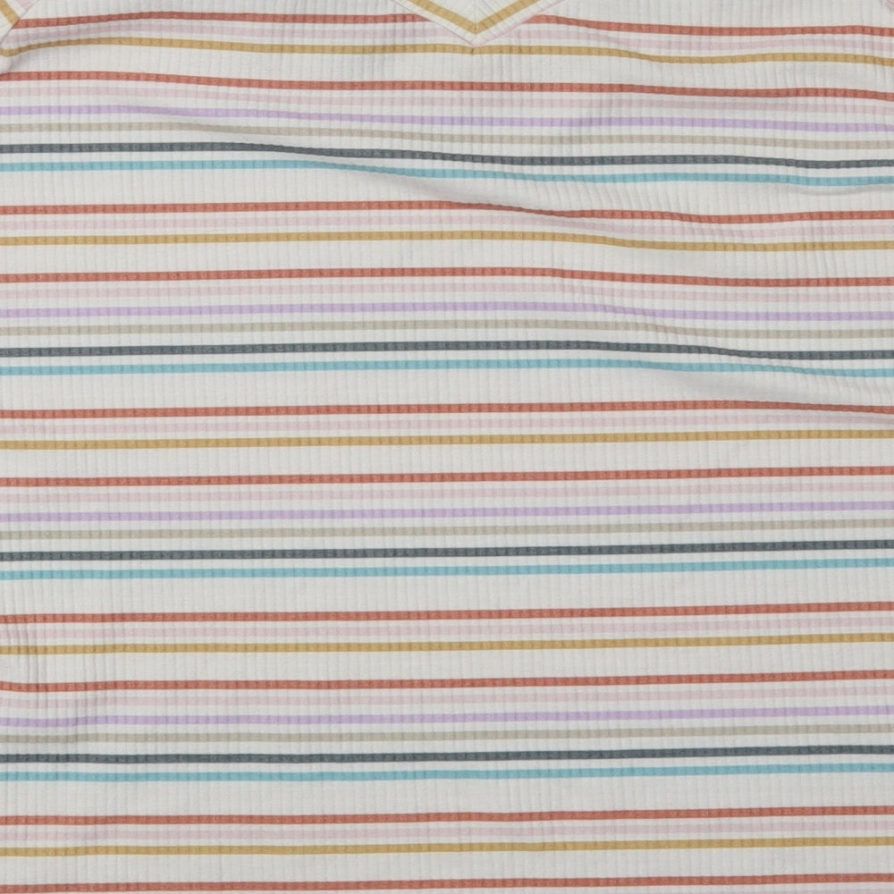 Peacocks Womens White Striped  Basic T-Shirt Size 20