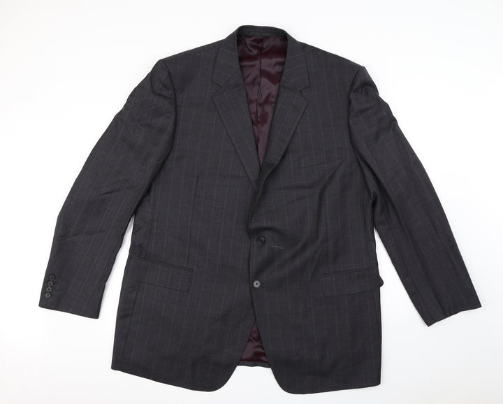 m&s Mens Black Plaid  Jacket Blazer Size XL  - Shoulder Pads