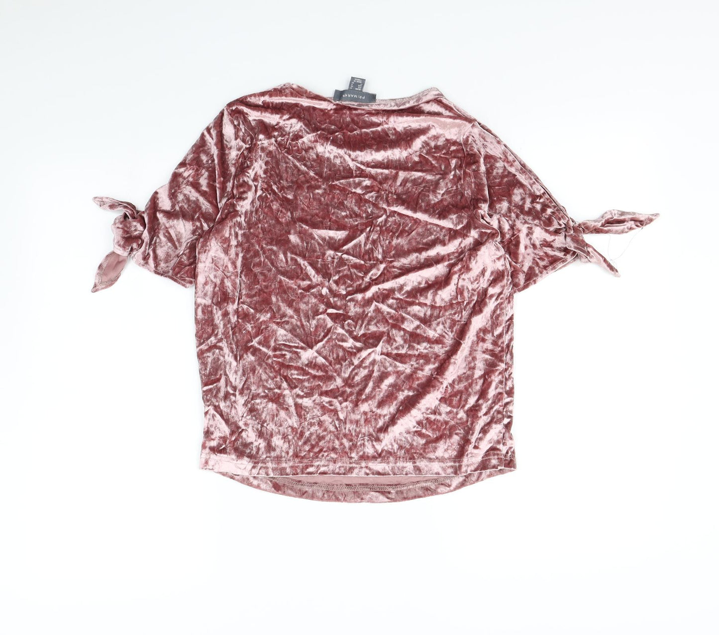 Primark Womens Pink  Velour Cropped T-Shirt Size XS