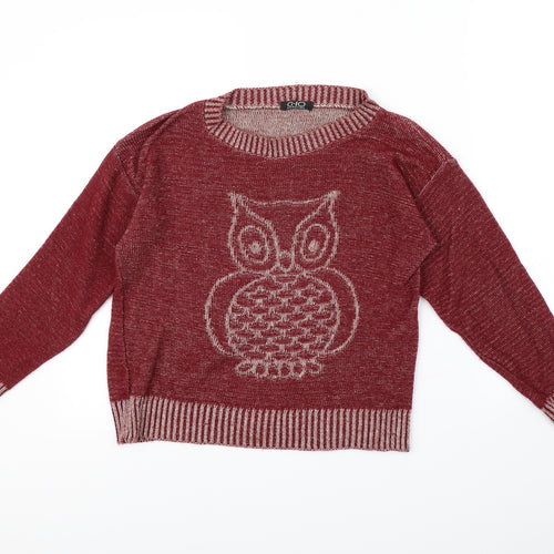 Q10 Womens Red   Pullover Jumper Size S  - Owl