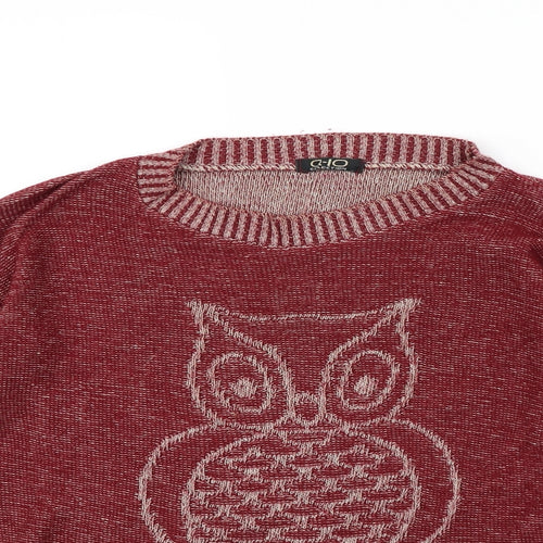 Q10 Womens Red   Pullover Jumper Size S  - Owl