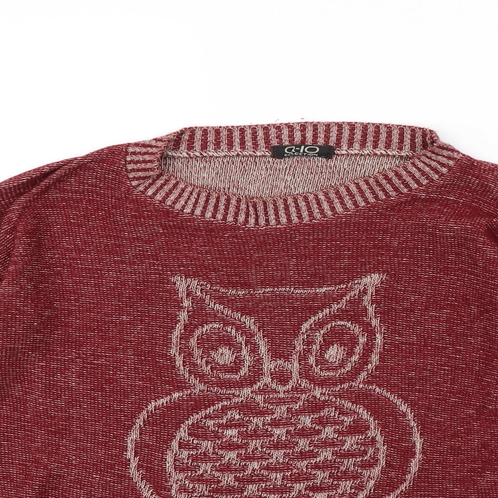 Q10 Womens Red   Pullover Jumper Size S  - Owl