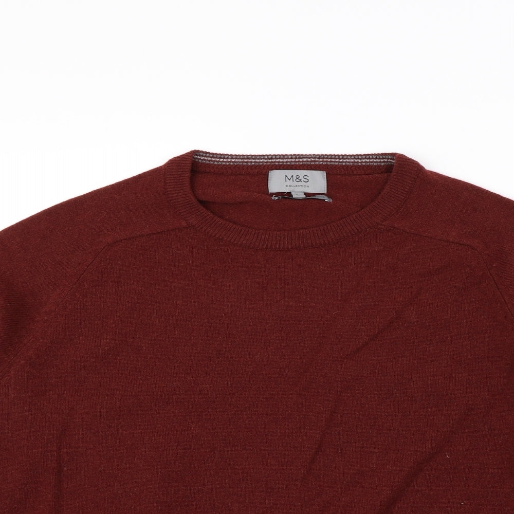 M&s Mens Red   Pullover Jumper Size L